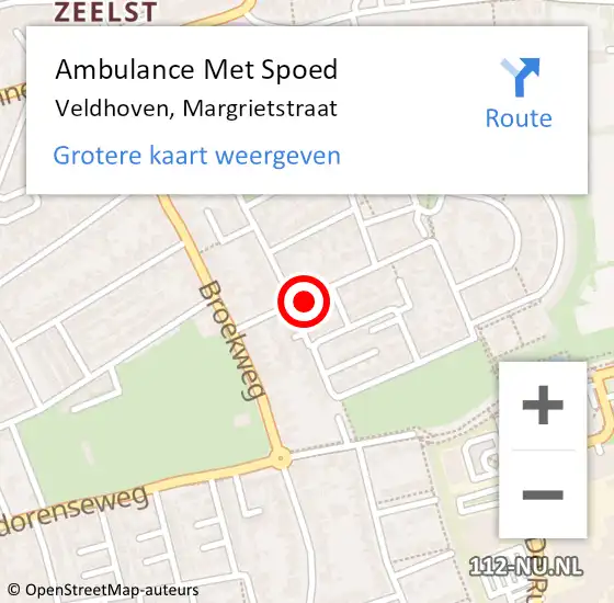 Locatie op kaart van de 112 melding: Ambulance Met Spoed Naar Veldhoven, Margrietstraat op 18 juli 2017 22:40