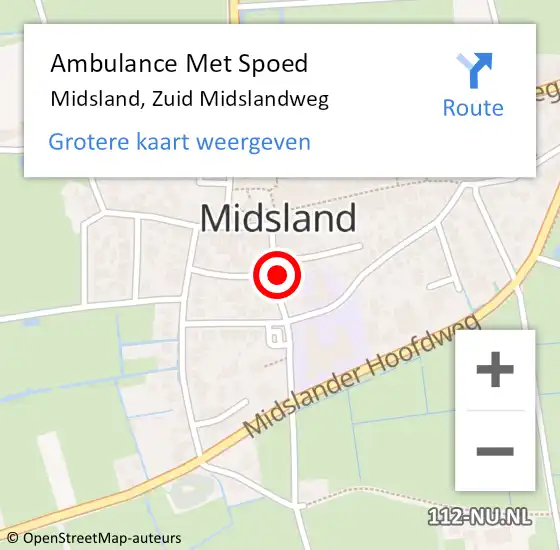 Locatie op kaart van de 112 melding: Ambulance Met Spoed Naar Midsland, Zuid Midslandweg op 18 juli 2017 22:54