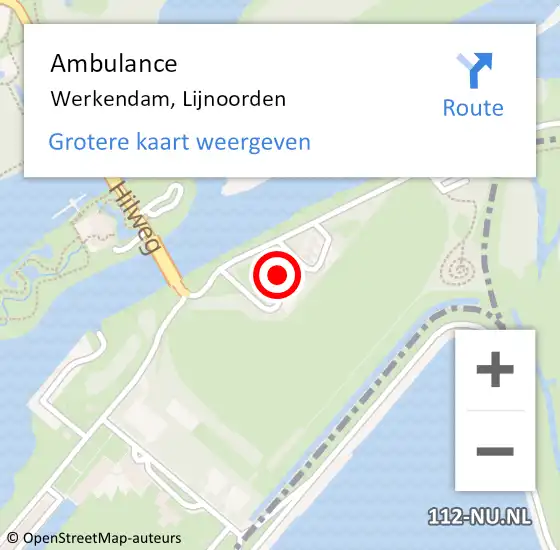 Locatie op kaart van de 112 melding: Ambulance Werkendam, Lijnoorden op 18 juli 2017 23:02