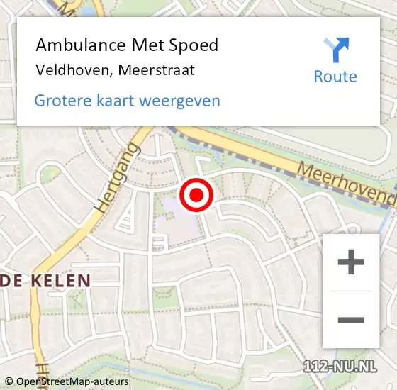 Locatie op kaart van de 112 melding: Ambulance Met Spoed Naar Veldhoven, Meerstraat op 18 juli 2017 23:15