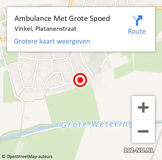 Locatie op kaart van de 112 melding: Ambulance Met Grote Spoed Naar Vinkel, Platanenstraat op 18 juli 2017 23:25