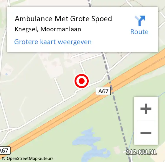 Locatie op kaart van de 112 melding: Ambulance Met Grote Spoed Naar Knegsel, Moormanlaan op 18 juli 2017 23:46