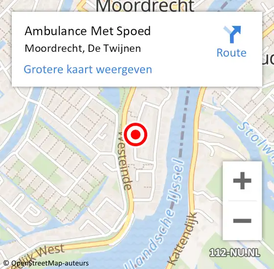 Locatie op kaart van de 112 melding: Ambulance Met Spoed Naar Moordrecht, De Twijnen op 18 juli 2017 23:55