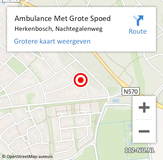 Locatie op kaart van de 112 melding: Ambulance Met Grote Spoed Naar Herkenbosch, Nachtegalenweg op 18 juli 2017 23:57