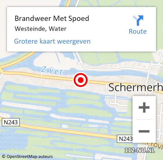 Locatie op kaart van de 112 melding: Brandweer Met Spoed Naar Westeinde, Water op 19 juli 2017 00:18