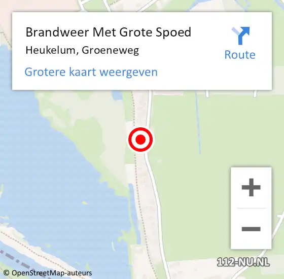 Locatie op kaart van de 112 melding: Brandweer Met Grote Spoed Naar Heukelum, Groeneweg op 27 januari 2014 12:26