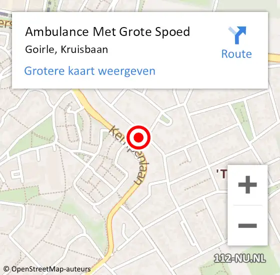 Locatie op kaart van de 112 melding: Ambulance Met Grote Spoed Naar Goirle, Kruisbaan op 19 juli 2017 03:46