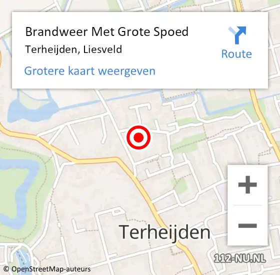 Locatie op kaart van de 112 melding: Brandweer Met Grote Spoed Naar Terheijden, Liesveld op 19 juli 2017 04:49