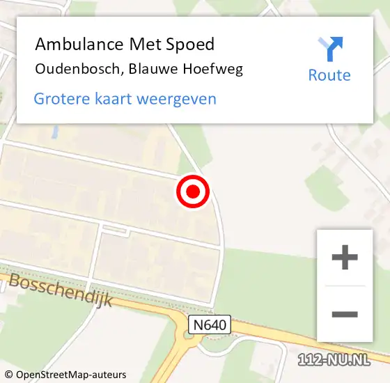 Locatie op kaart van de 112 melding: Ambulance Met Spoed Naar Oudenbosch, Blauwe Hoefweg op 19 juli 2017 08:17