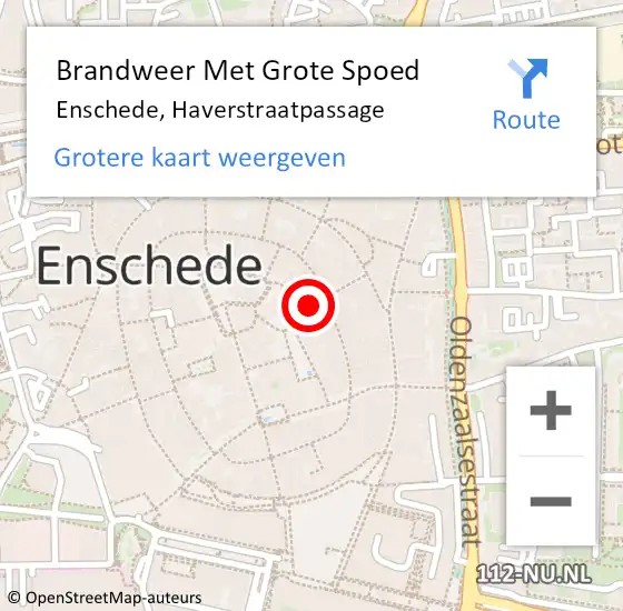 Locatie op kaart van de 112 melding: Brandweer Met Grote Spoed Naar Enschede, Haverstraatpassage op 19 juli 2017 10:56