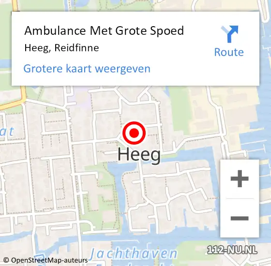 Locatie op kaart van de 112 melding: Ambulance Met Grote Spoed Naar Heeg, Reidfinne op 19 juli 2017 11:59