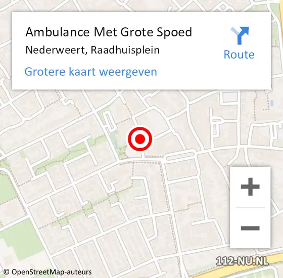 Locatie op kaart van de 112 melding: Ambulance Met Grote Spoed Naar Nederweert, Raadhuisplein op 19 juli 2017 12:07