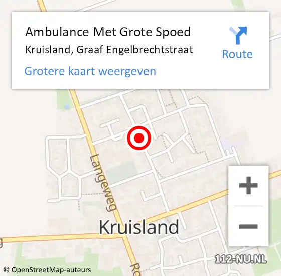 Locatie op kaart van de 112 melding: Ambulance Met Grote Spoed Naar Kruisland, Graaf Engelbrechtstraat op 19 juli 2017 12:15