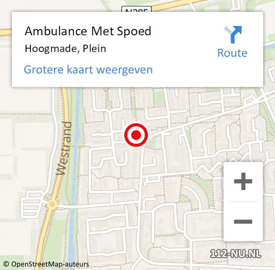 Locatie op kaart van de 112 melding: Ambulance Met Spoed Naar Hoogmade, Plein op 19 juli 2017 12:35