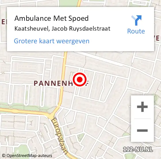 Locatie op kaart van de 112 melding: Ambulance Met Spoed Naar Kaatsheuvel, Jacob Ruysdaelstraat op 19 juli 2017 12:35