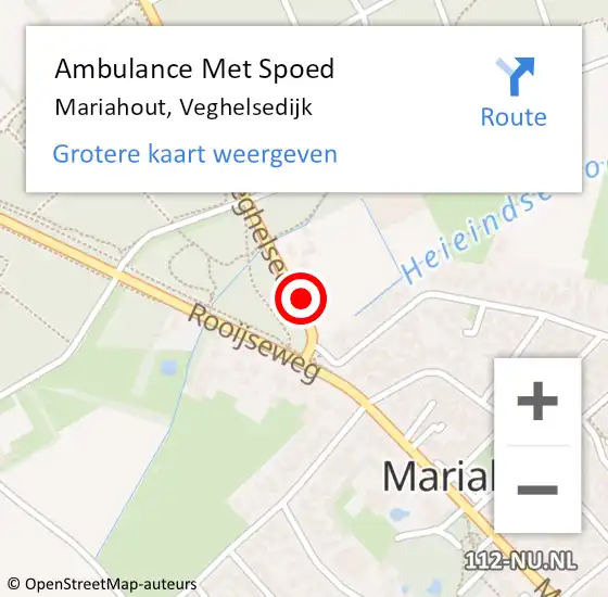 Locatie op kaart van de 112 melding: Ambulance Met Spoed Naar Mariahout, Veghelsedijk op 19 juli 2017 12:36