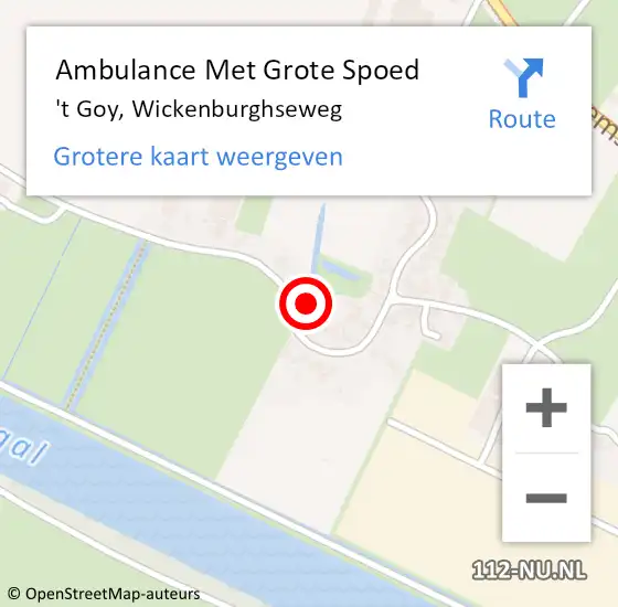 Locatie op kaart van de 112 melding: Ambulance Met Grote Spoed Naar 't Goy, Wickenburghseweg op 19 juli 2017 12:47