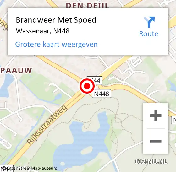 Locatie op kaart van de 112 melding: Brandweer Met Spoed Naar Wassenaar, N448 op 19 juli 2017 12:47