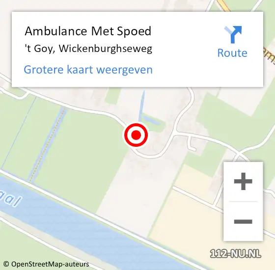 Locatie op kaart van de 112 melding: Ambulance Met Spoed Naar 't Goy, Wickenburghseweg op 19 juli 2017 12:52