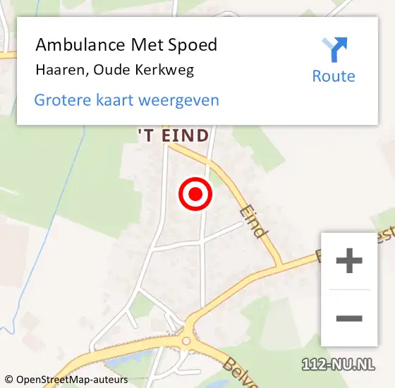 Locatie op kaart van de 112 melding: Ambulance Met Spoed Naar Haaren, Oude Kerkweg op 19 juli 2017 13:33