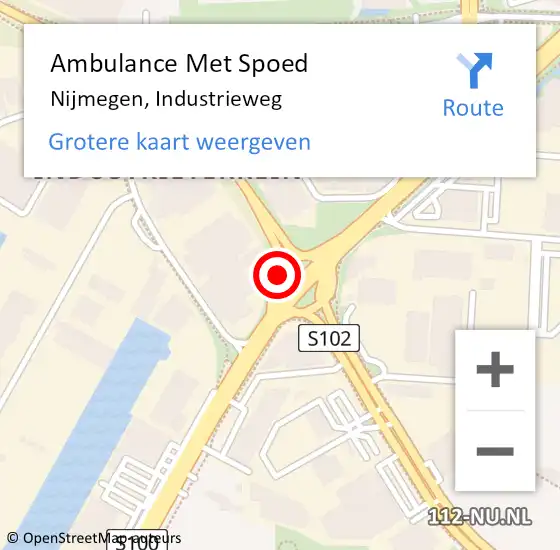 Locatie op kaart van de 112 melding: Ambulance Met Spoed Naar Nijmegen, Industrieweg op 19 juli 2017 13:57