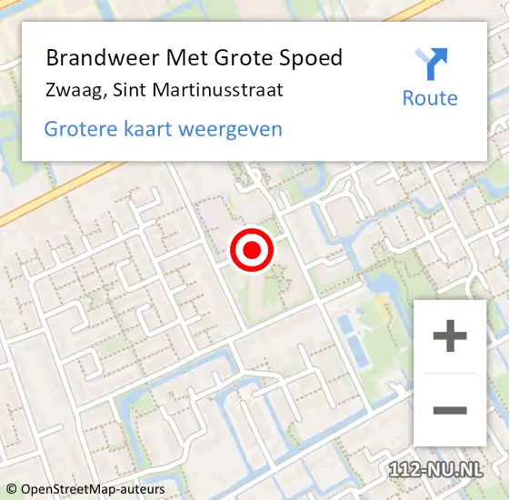 Locatie op kaart van de 112 melding: Brandweer Met Grote Spoed Naar Zwaag, Sint Martinusstraat op 19 juli 2017 13:59