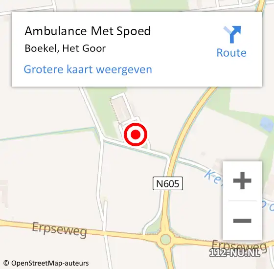 Locatie op kaart van de 112 melding: Ambulance Met Spoed Naar Boekel, Het Goor op 19 juli 2017 14:06