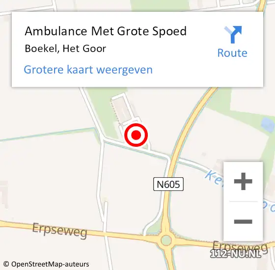 Locatie op kaart van de 112 melding: Ambulance Met Grote Spoed Naar Boekel, Het Goor op 19 juli 2017 14:19