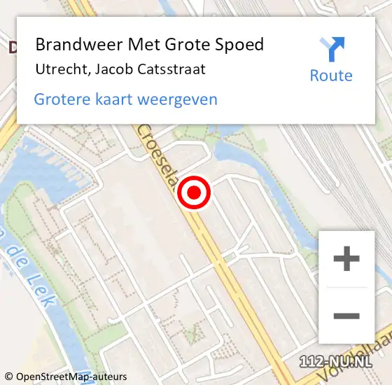 Locatie op kaart van de 112 melding: Brandweer Met Grote Spoed Naar Utrecht, Jacob Catsstraat op 19 juli 2017 14:29