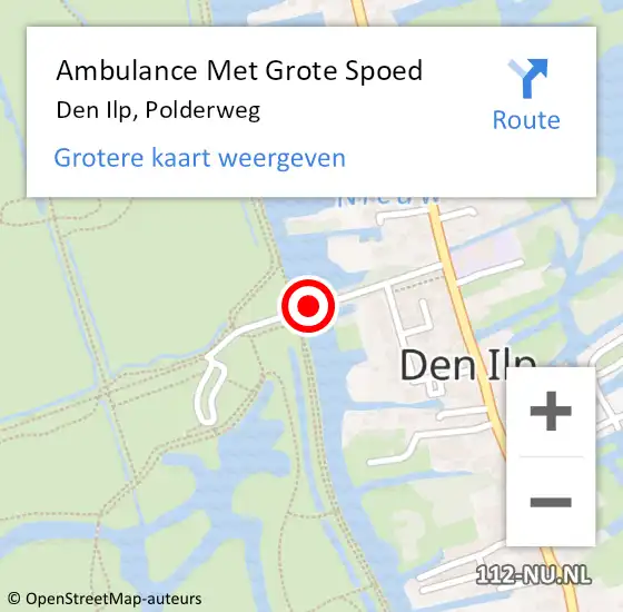 Locatie op kaart van de 112 melding: Ambulance Met Grote Spoed Naar Den Ilp, Polderweg op 19 juli 2017 14:46