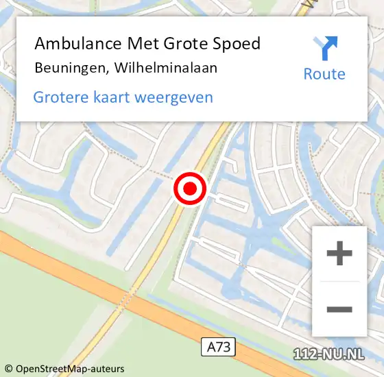 Locatie op kaart van de 112 melding: Ambulance Met Grote Spoed Naar Beuningen gld, Wilhelminalaan op 19 juli 2017 14:49