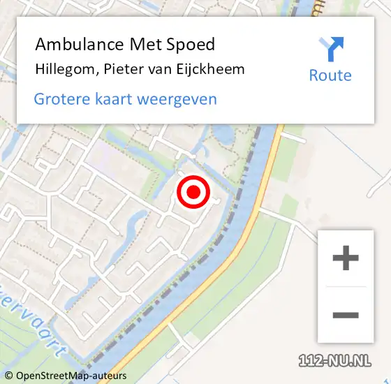 Locatie op kaart van de 112 melding: Ambulance Met Spoed Naar Hillegom, Pieter van Eijckheem op 19 juli 2017 15:41