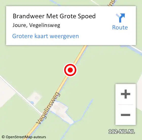 Locatie op kaart van de 112 melding: Brandweer Met Grote Spoed Naar Joure, Vegelinsweg op 19 juli 2017 16:20