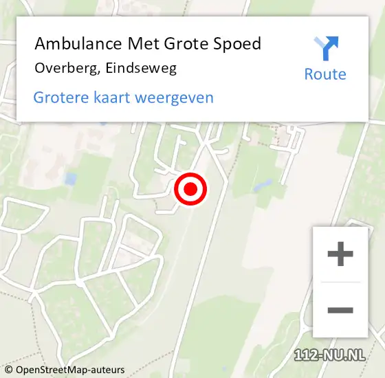 Locatie op kaart van de 112 melding: Ambulance Met Grote Spoed Naar Overberg, Eindseweg op 19 juli 2017 16:26