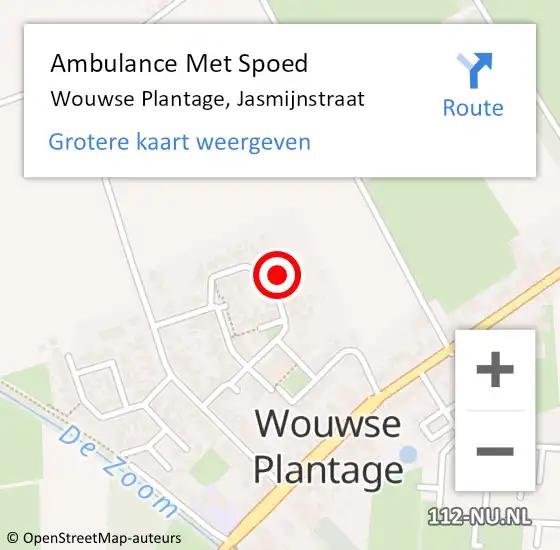 Locatie op kaart van de 112 melding: Ambulance Met Spoed Naar Wouwse Plantage, Jasmijnstraat op 19 juli 2017 16:32