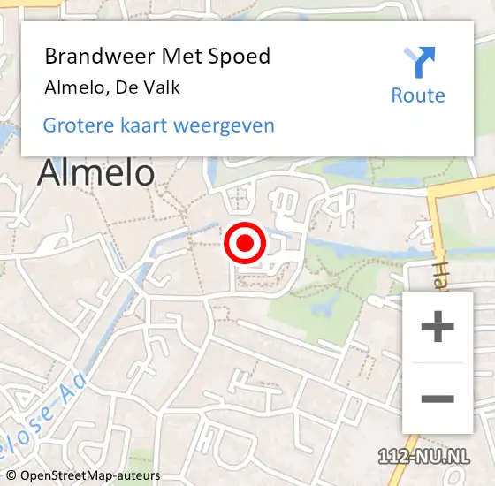 Locatie op kaart van de 112 melding: Brandweer Met Spoed Naar Almelo, De Valk op 19 juli 2017 16:49