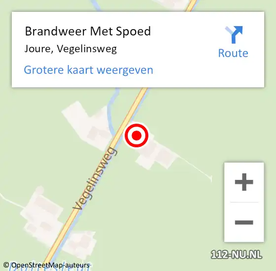 Locatie op kaart van de 112 melding: Brandweer Met Spoed Naar Joure, Vegelinsweg op 19 juli 2017 17:03