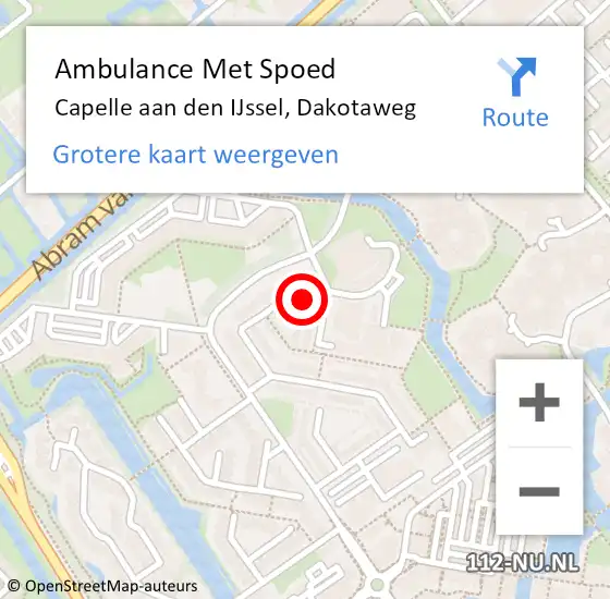 Locatie op kaart van de 112 melding: Ambulance Met Spoed Naar Capelle aan den IJssel, Dakotaweg op 19 juli 2017 17:26