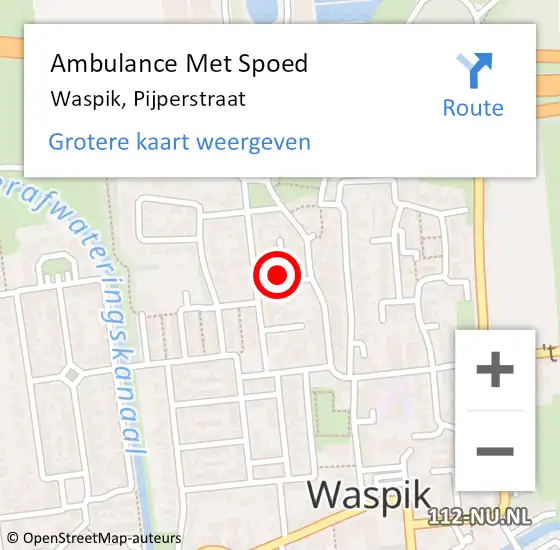 Locatie op kaart van de 112 melding: Ambulance Met Spoed Naar Waspik, Pijperstraat op 19 juli 2017 17:33