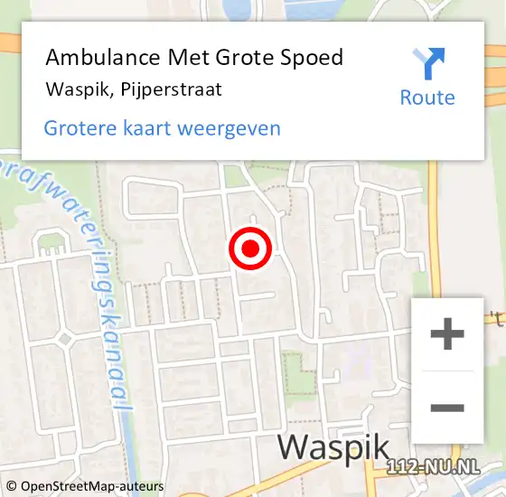 Locatie op kaart van de 112 melding: Ambulance Met Grote Spoed Naar Waspik, Pijperstraat op 19 juli 2017 17:35