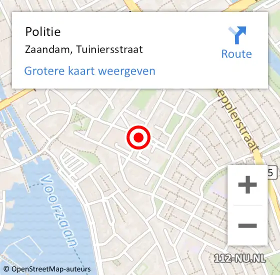 Locatie op kaart van de 112 melding: Politie Zaandam, Tuiniersstraat op 19 juli 2017 17:56