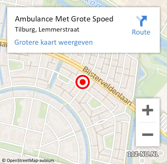 Locatie op kaart van de 112 melding: Ambulance Met Grote Spoed Naar Tilburg, Lemmerstraat op 19 juli 2017 17:56