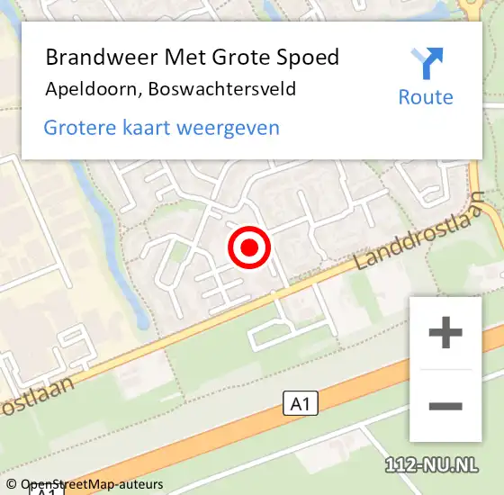 Locatie op kaart van de 112 melding: Brandweer Met Grote Spoed Naar Apeldoorn, Boswachtersveld op 19 juli 2017 18:32