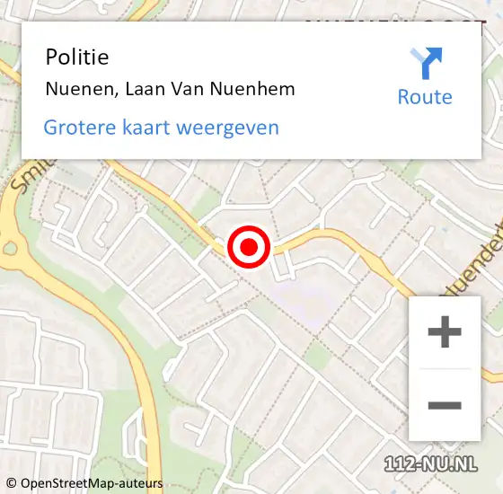 Locatie op kaart van de 112 melding: Politie Nuenen, Laan Van Nuenhem op 19 juli 2017 18:50