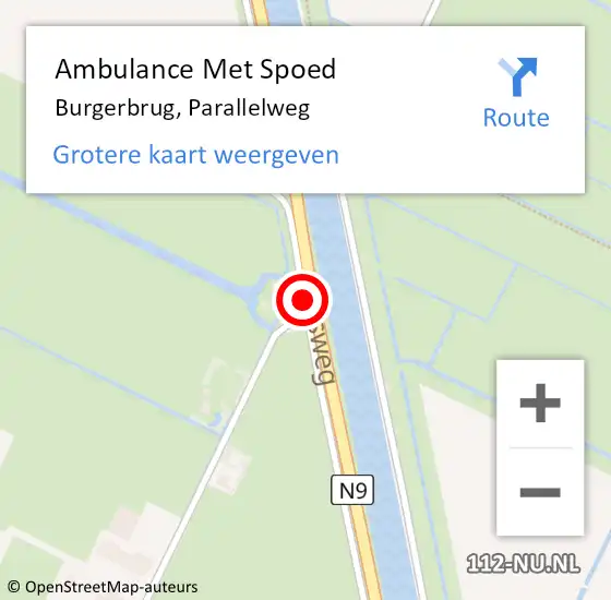 Locatie op kaart van de 112 melding: Ambulance Met Spoed Naar Burgerbrug, Parallelweg op 19 juli 2017 20:07