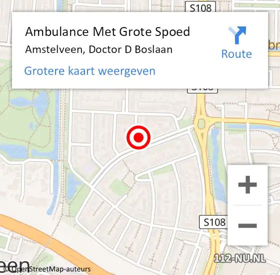 Locatie op kaart van de 112 melding: Ambulance Met Grote Spoed Naar Amstelveen, Doctor D Boslaan op 19 juli 2017 20:51