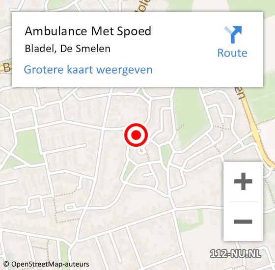 Locatie op kaart van de 112 melding: Ambulance Met Spoed Naar Bladel, De Smelen op 19 juli 2017 21:10