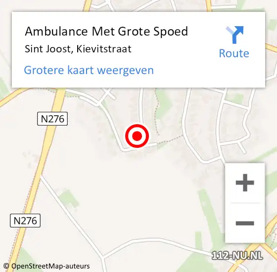 Locatie op kaart van de 112 melding: Ambulance Met Grote Spoed Naar Sint Joost, Kievitstraat op 27 januari 2014 13:43