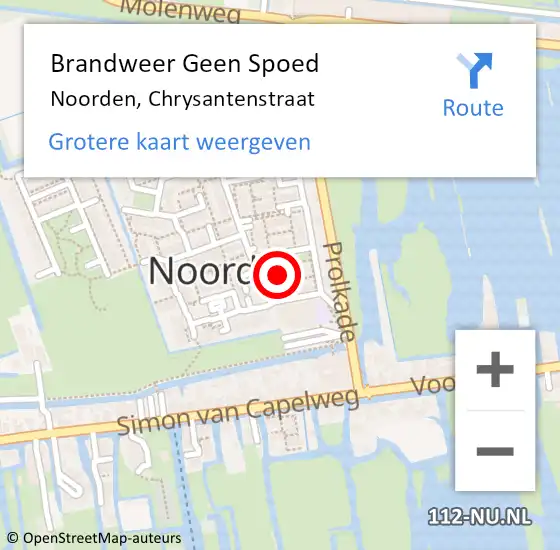 Locatie op kaart van de 112 melding: Brandweer Geen Spoed Naar Noorden, Chrysantenstraat op 27 januari 2014 13:43