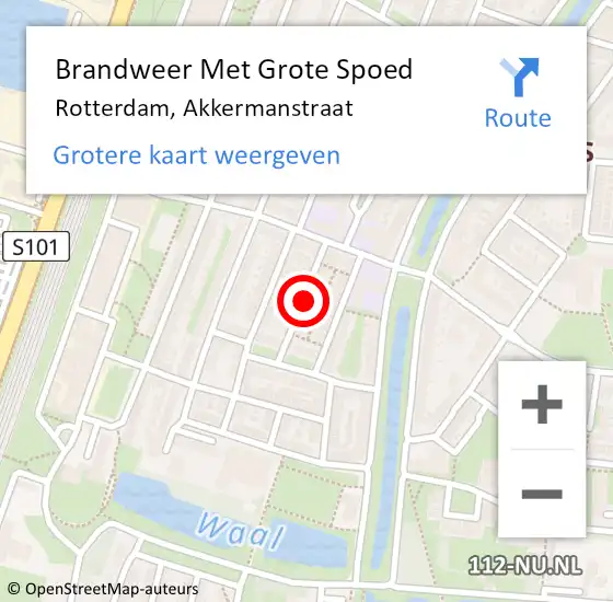 Locatie op kaart van de 112 melding: Brandweer Met Grote Spoed Naar Rotterdam, Akkermanstraat op 19 juli 2017 21:37